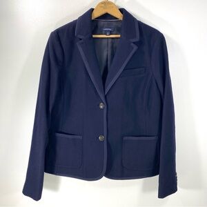Lands’ End Classic Navy Blue Wool Blend Tailored Suiting Blazer Suit Jacket 14